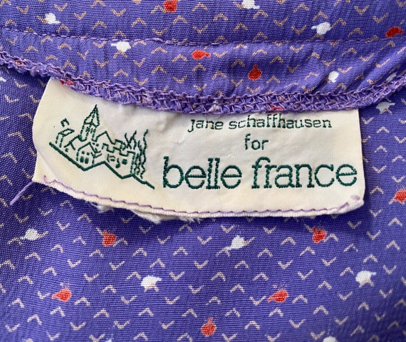 BELLE FRANCE Dress Vintage 1970s Purple Polka Dot… - image 8