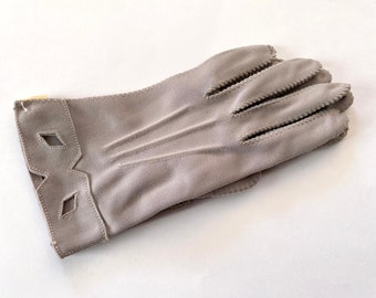 Art Deco Gloves Vintage 1940s Heather Gray Cotton Deadstock Accessories