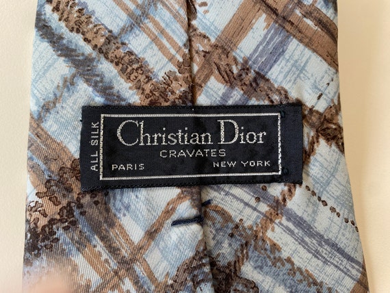 CHRISTIAN DIOR Silk Tie Vintage 1970s Wide Plaid … - image 3