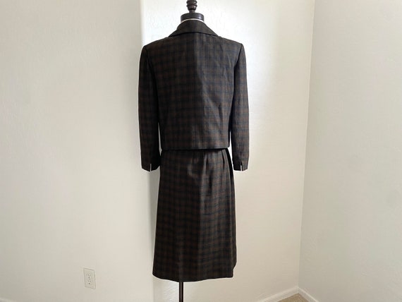 HARRODS Wool Suit Vintage 1960s Mod Plaid Jacket Skirt - Gem