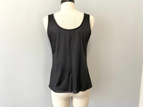 LORRAINE Camisole Vintage 1960s Black Sleeveless Nylon - Gem