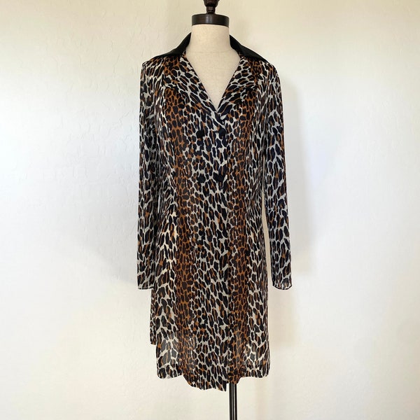 VANITY FAIR Robe Vintage 1960s Leopard Animal Print Nylon Jacket