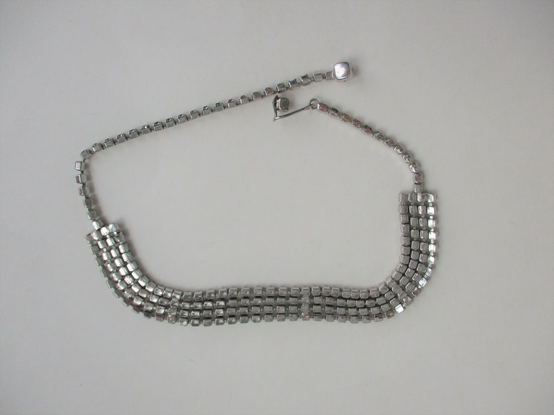 Rhinestone Choker Necklace Vintage 1950s Wedding Prom Formal Costume Jewelry