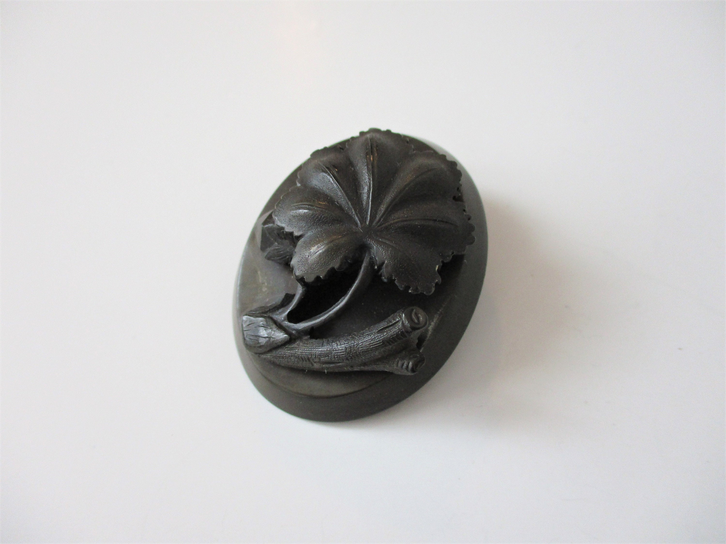 GUTTA PERCHA Brooch Antique Victorian Chestnut Leaves High Etsy