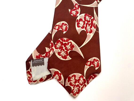 ARROW Bellywarmer Tie Vintage 1940s Brown Red Pai… - image 2
