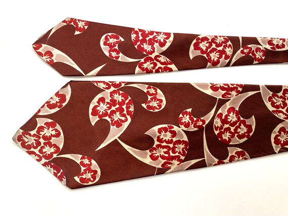 ARROW Bellywarmer Tie Vintage 1940s Brown Red Pai… - image 3
