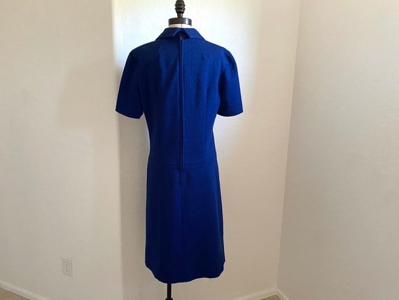 A-Line Dress Vintage 1970s Navy Blue Double Knit … - image 8