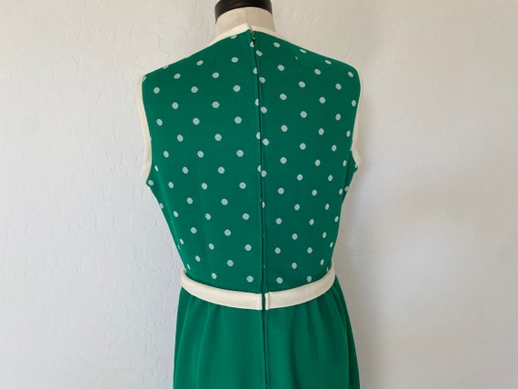 Maxi Dress Vintage 1960s Green White Sleeveless P… - image 8
