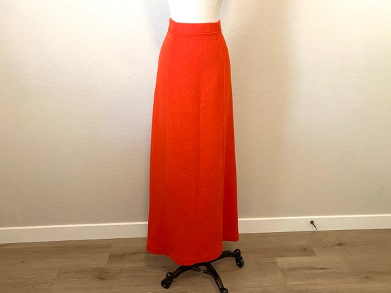 Sweater Vest Maxi Skirt Set Vintage 1970s Orange … - image 9