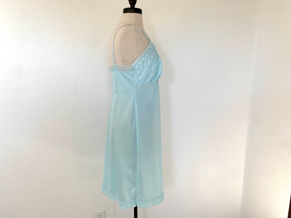 SNOWDEN Slip Vintage 1950s Aqua Blue Nylon Full D… - image 4