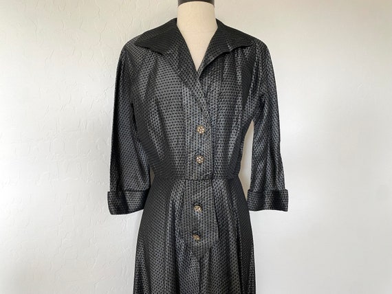 Cocktail Dress Vintage 1950s New Look Gray Rayon … - image 3