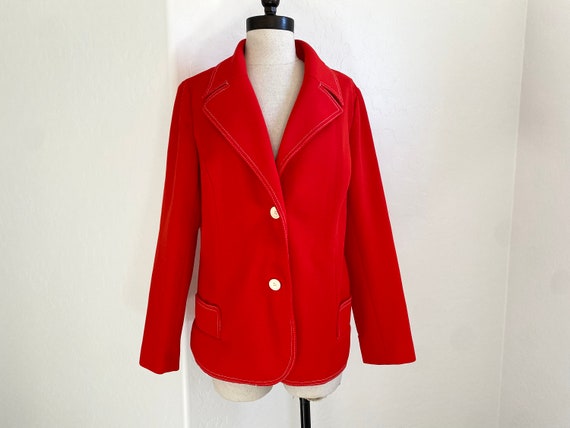 BUTTE KNIT Blazer Vintage 1970s Red Polyester Jac… - image 1