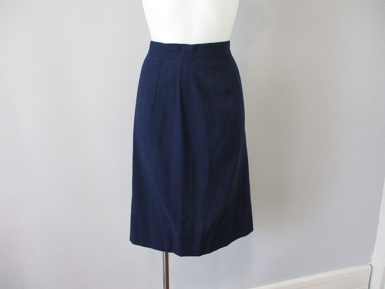 Jacket Skirt Suit Set Vintage 1960s Navy Blue White Rayon Dacron Caliday of California