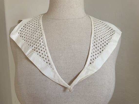 Lace Collar Vintage 1930s Notched French Cotton C… - image 2