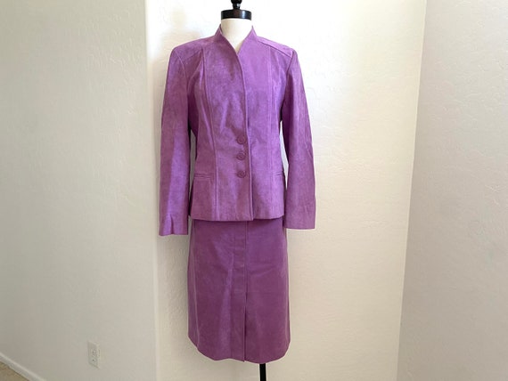 GINO ROSSI Ultrasuede Suit Vintage 1970s Purple J… - image 2