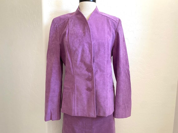 GINO ROSSI Ultrasuede Suit Vintage 1970s Purple J… - image 1