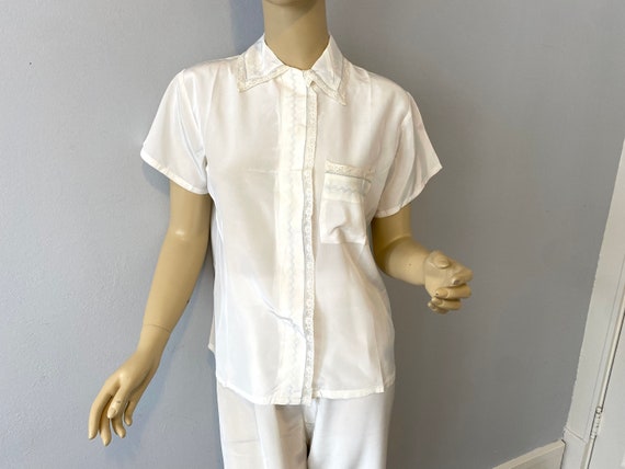 MISS ELAINE Beach Pajamas Vintage 1940s White Sle… - image 1