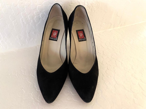 ANNE KLEIN Heels Vintage 1980s Black Suede Leathe… - image 3