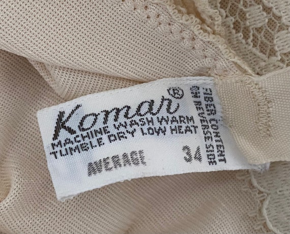 KOMAR Dress Slip Vintage 1960s Beige Nylon Lace L… - image 9