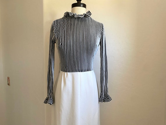 RONTINI Dress Vintage 1970s Black White Striped R… - image 2