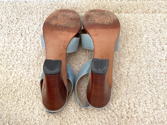 PALIZZIO Sandals Vintage 1970s Blue Leather High … - image 7