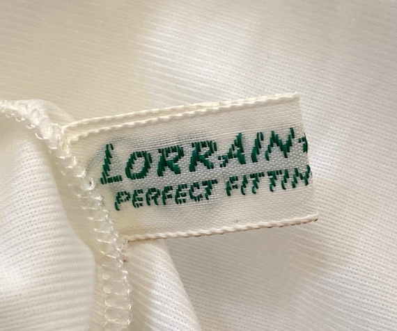 LORRAINE Dress Slip Vintage 1960s White Linen Ros… - image 8