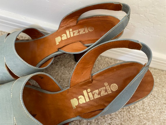 PALIZZIO Sandals Vintage 1970s Blue Leather High … - image 4
