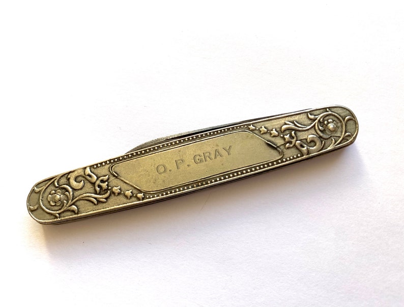 REMINGTON Pen Knife Antique Ornate Monogrammed Two Blade Etsy