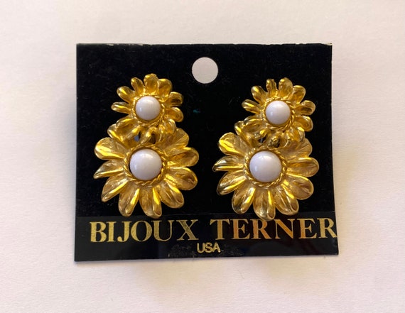 BIJOUX TERNER Earrings Vintage 1980s Daisy Flower… - image 2