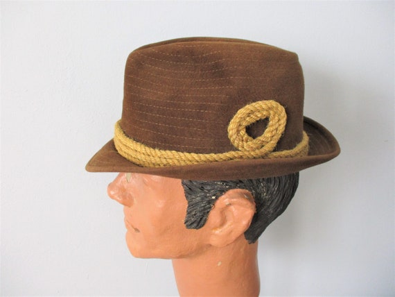 CHAMP Trilby Fedora Hat Vintage 1970s Brown Wool F
