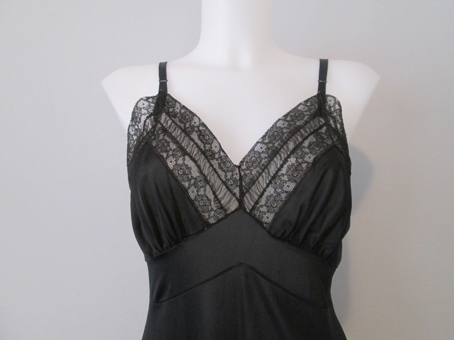 Black Full Dress Slip Vintage 1960s Lace Lingerie | Etsy