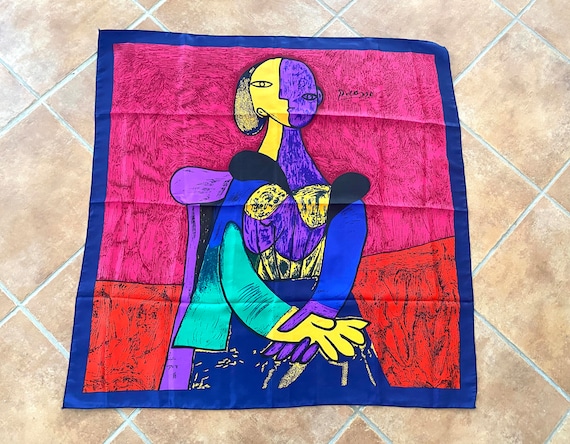 PICASSO Scarf Vintage 1980s Colorful Large Cubist… - image 2