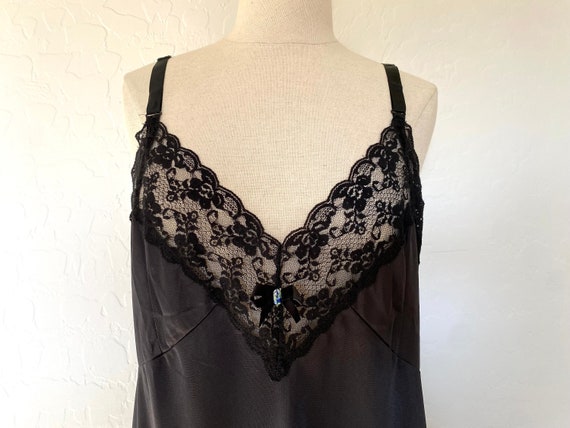 PERFECTFORM Slip Vintage 1950s Black Nylon Lace L… - image 3