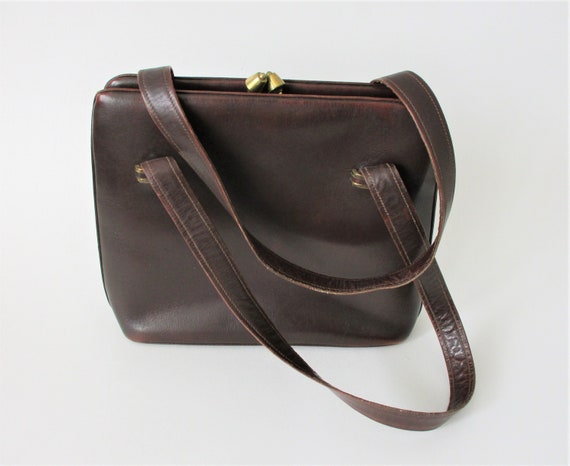 Brown Leather Purse Vintage 1950s Kelly Bag Handba