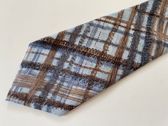 CHRISTIAN DIOR Silk Tie Vintage 1970s Wide Plaid … - image 2