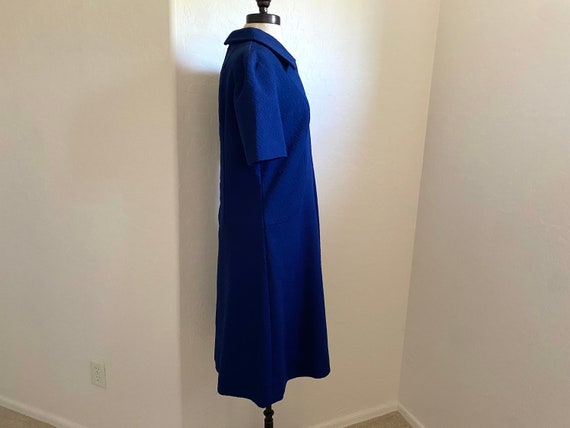A-Line Dress Vintage 1970s Navy Blue Double Knit … - image 7