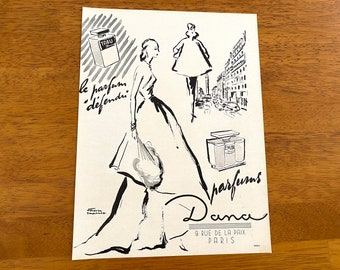 DANA Parfum Advertentie Vintage jaren 1940 Originele Franse Parfum Ad Tabu Emir Artwork