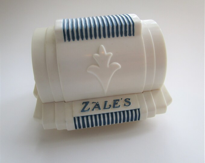 ZALES Ring Box Vintage 1940s Art Deco Blue Beige Celluloid Etsy