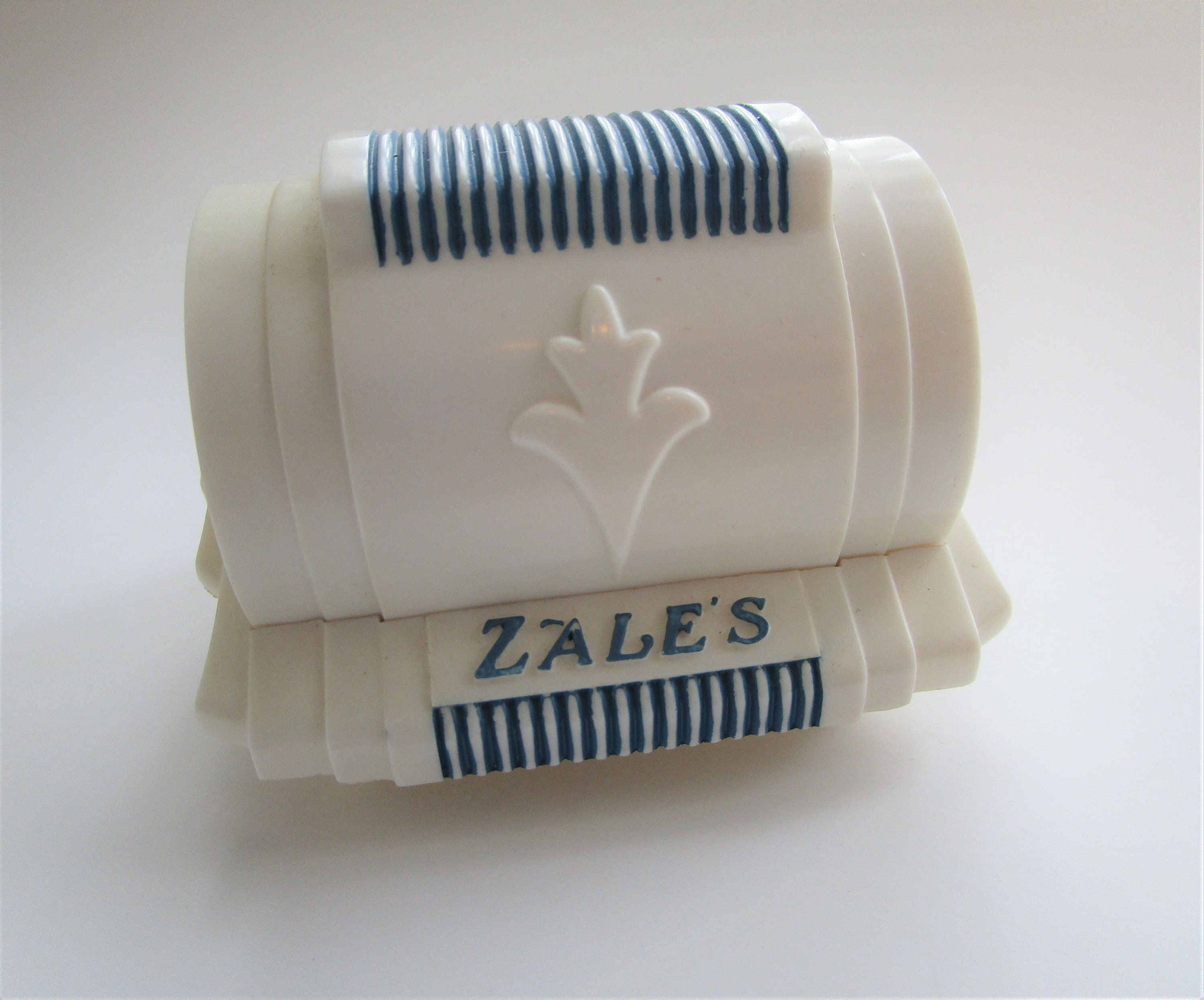 ZALES Ring Box Vintage 1940s Art Deco Blue Beige Celluloid Etsy
