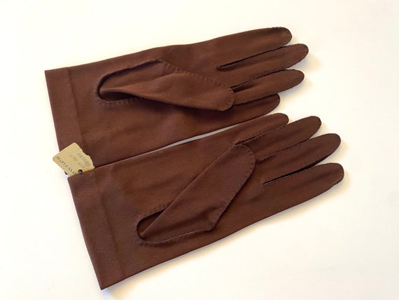 FOWNES Gloves Vintage 1950s Brown Nylon Wristlet … - image 4