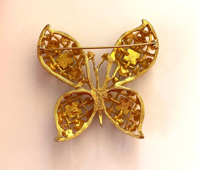 Broche papillon AVON vintage des années 1980, broche figurative en plaqué or image 3