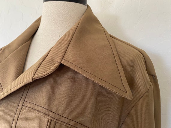 Leisure Jacket Vintage 1970s Tan Polyester Pointe… - image 4