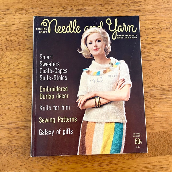 NEEDLE AND YARN Pattern Magazine Vintage 1960s Mod Clothes Women Men Childrens Crafts