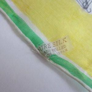 Silk Scarf Neckerchief Pocket Hankie Vintage 1950s Green Yellow Music Notes String Instruments Violin Lute image 6