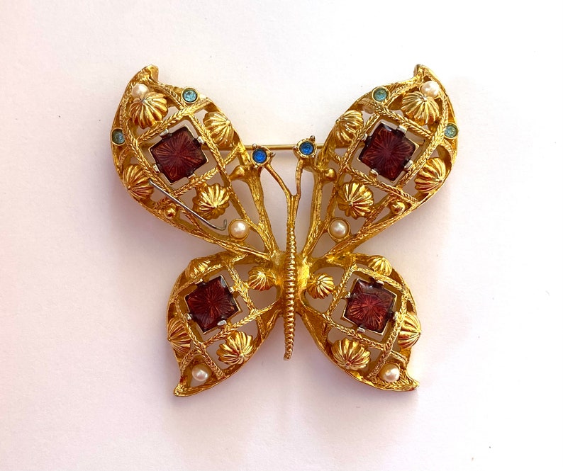 Broche papillon AVON vintage des années 1980, broche figurative en plaqué or image 2