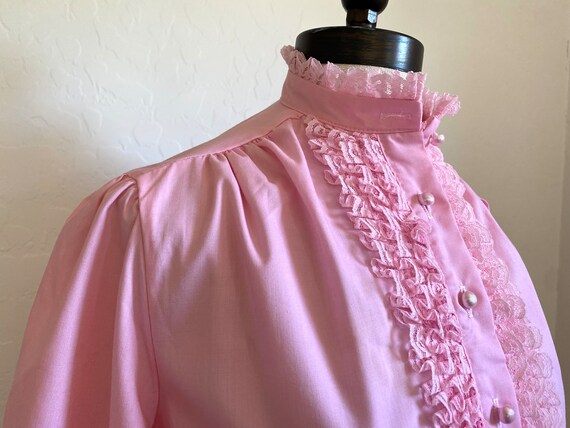 STYLE FIX Ruffle Blouse Vintage 1970s Pink Tunic … - image 4