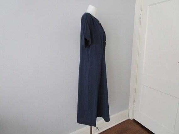 Shirtdress Dress Vintage 1950s Navy Blue Short Sl… - image 4
