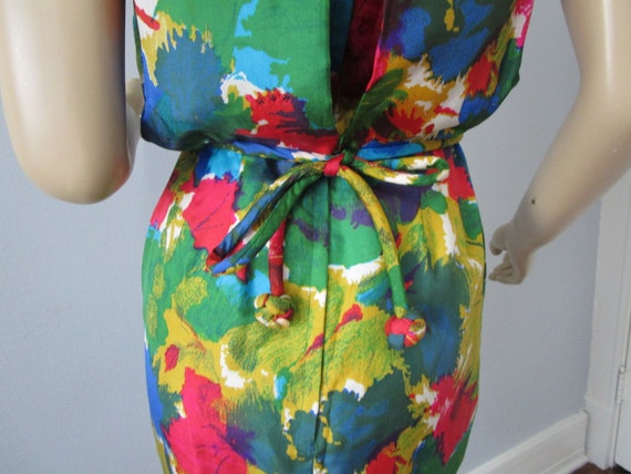 MARDI GRAS Silk Dress Vintage 1950s Multicolor Sl… - image 8