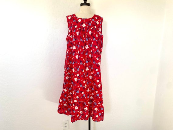 ANTHONY RICHARDS Sun Dress Vintage 1980s Red Flor… - image 2