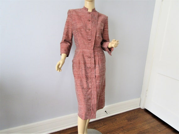 HELENE Wiggle Dress Vintage 1940s Rust Pencil She… - image 1